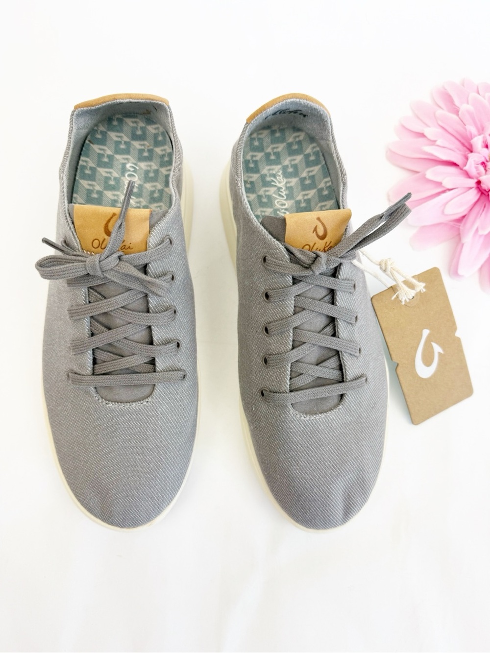 Olukai Ki'ihele Li Slip On Sneakers Drop Heel Fog Grey Casual Everyday Shoes - Picture 2 of 14